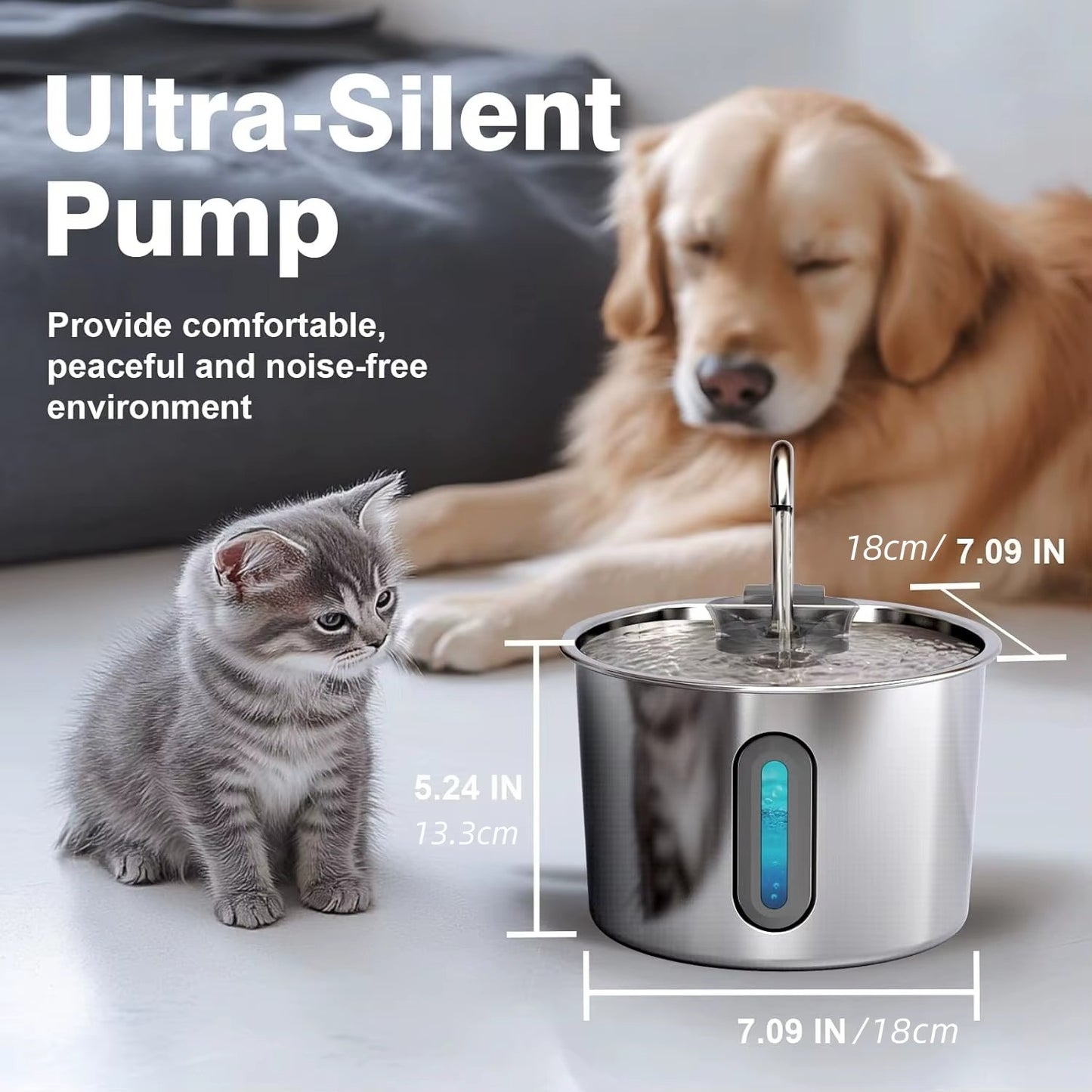 Smart Stainless Steel Cat & Dog Water Dispenser